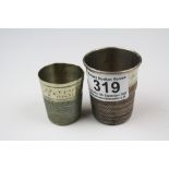 Novelty Spirit Measure in the form of an oversized thimble ' Just a thimble full ' plus one other