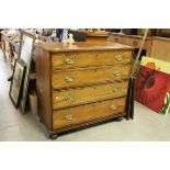 Early 19th century Mahogany Inlaid Chest of Four Long Drawers, raised on ball feet, 98cms long x