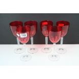 Six Cranberry Wine Glasses