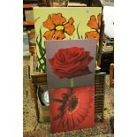 Modern School, Three Art Print Studies on Canvas of Flowers in Bloom, various sizes