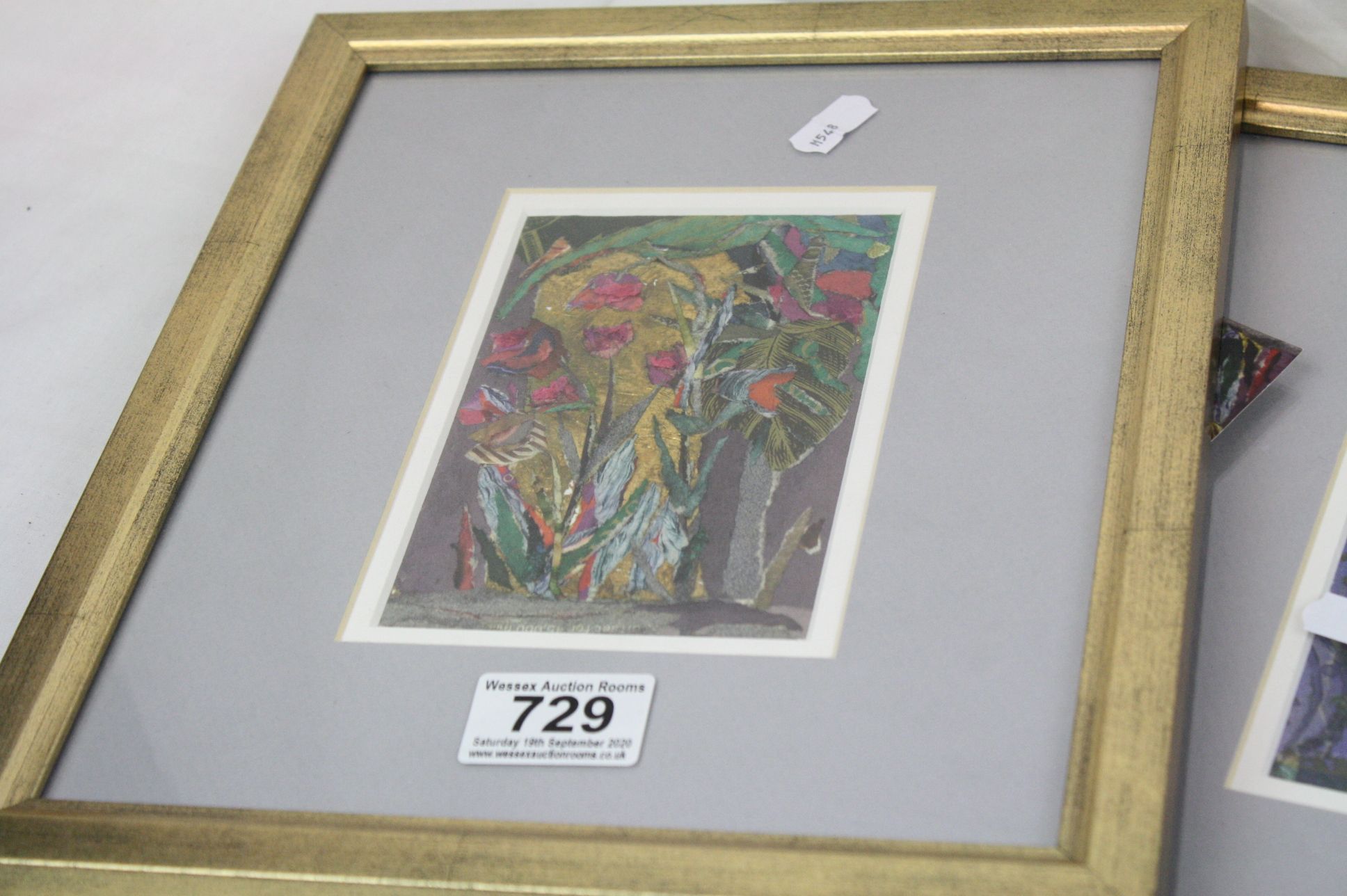Pair of Kate Daunt Paper Collages titled Golden Tulips and Pink Tulips, 14cms x 10cms, framed and - Image 2 of 4
