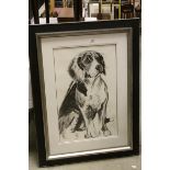 April Shepherd (British 20th century), Cute Beagle, large charcoal drawing on paper, signed with