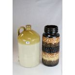 Large Stoneware Flagon together with a Stoneware Jar, Three Bottles and a West German Vase
