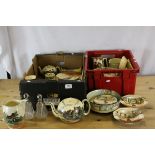 Two Trays of Royal Doulton Seriesware including Robin Hood Jug, Bowls, Teapots. Plates, etc