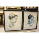 Jesse Leroy Smith (20th century), Pair of Watercolours both titled ' Head Study ', signed and