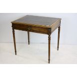 19th century Mahogany Writing Desk with green leather inset top, over a single drawer, floral