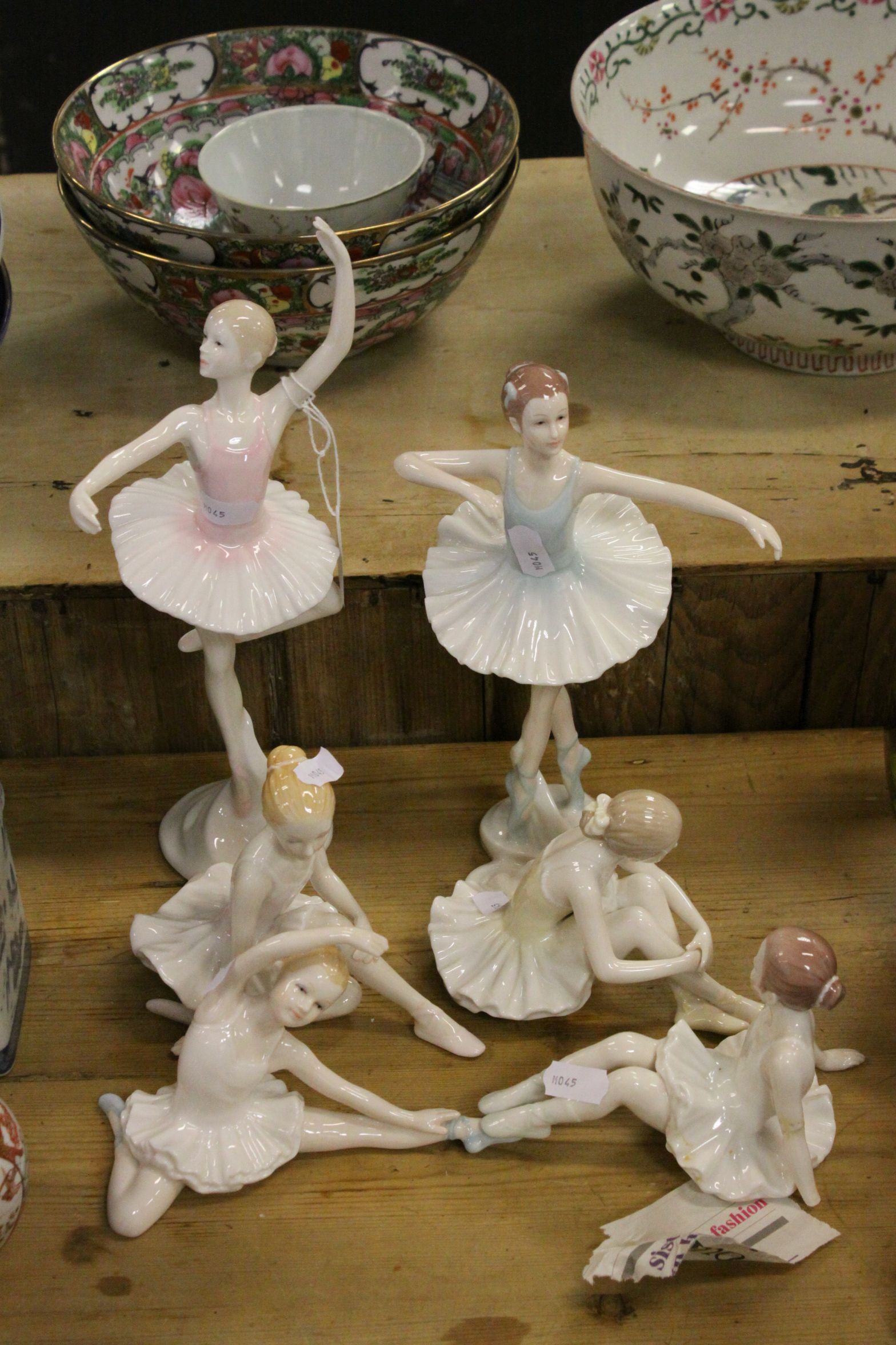 Six Worcester Studio figures of Ballerinas in various poses.