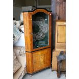 Victorian Walnut Veneer and Ebonised Corner Display Cabinet, the upper section with single glazed