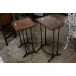 19th century Rosewood Side Table and a 19th century Mahogany Side Table, both raised on tall slender