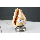 Early 20th century Carved Cameo Conch Shell Lamp, 15cms high