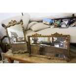 19th century Gilt Framed Mirror 72cms x 43cms together with a Rococo Style Gilt Framed Mirror