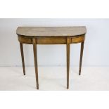 Early 19th century Inlaid Mahogany bow fronted Side Table raised on square tapering legs, 88cms long