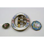 Sevres style Button, one other and an Enamelled Buckle