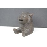 Antique Black Forest inkwell with hinged lid in the form of a Bear.