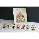 Painted Metal Coat Hooks depicting the Seven Dwarves from Snow White, 59cms long together with a
