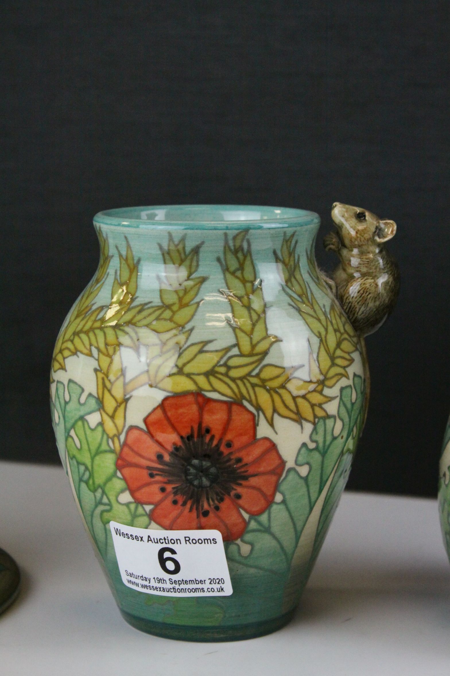 Dennis China Works ' Poppies and Corn ' Candlestick, Vase and Bottle with Stopper, all designed by - Image 2 of 15