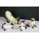 Four Siamese Cats including Beswick and West Germany