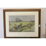 Lionel Edwards, signed equine print of hunting folk on horseback