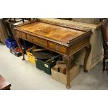 Early 20th century Walnut and Burr Walnut Side Table / Desk with galleried back rail over three