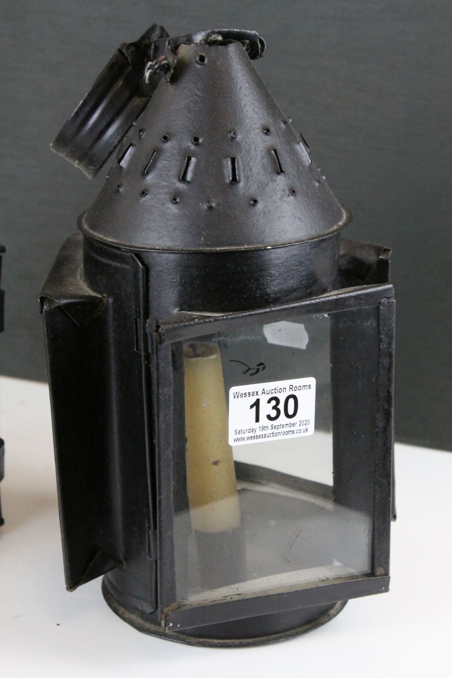 19th / Early 20th century Railway Lamp with burner, 30cms high together with another Lamp - Image 2 of 4