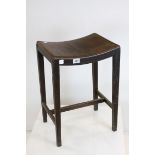 19th century Mahogany Stool with concave bentwood seat, 41cms wide x 58cms high