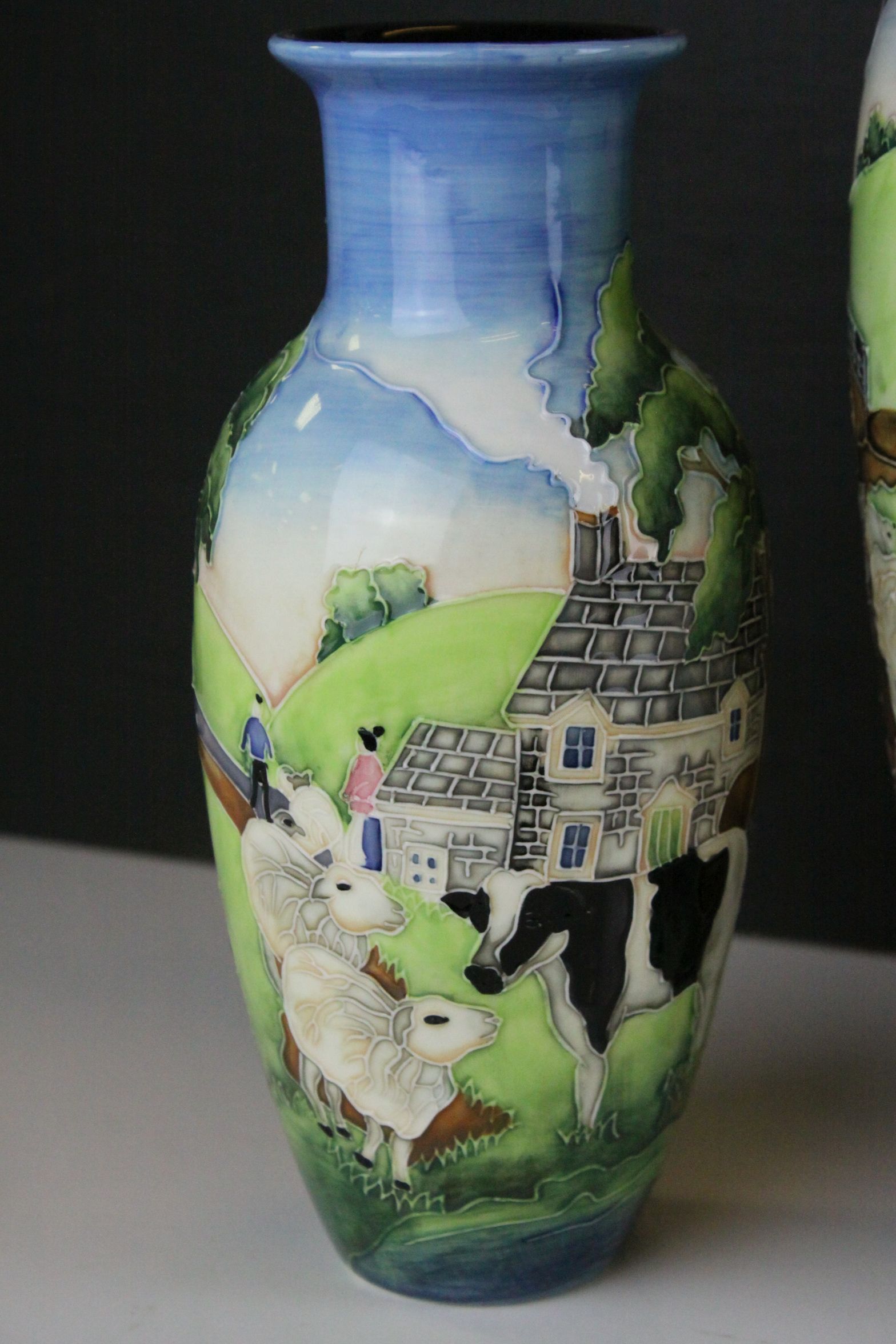 Old Tupton Ware - Collection of Three Vases and Two Jugs, all with Tube-lined decoration of Farm - Image 5 of 8