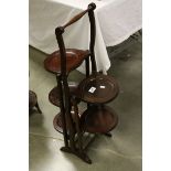 Early 20th century Mahogany Inlaid Double Folding Cakestand together with another Three Tier