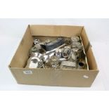 Box of silver and silver plated items to include a Reynolds Angels hallmarked silver box, silver