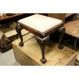 George II Style Carved Mahogany Stool , 60cms wide x 48cms high