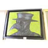 Griffiths, Contemporary Oil on Canvas depicting a Man in Plague Doctor Mask, signed lower right,