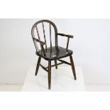 19th century Elm Seated Child's Hoop Back Elbow Chair