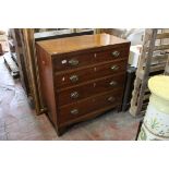 Regency Mahogany Cross-banded and Inlaid Chest of Four Long Drawers raised on bracket feet, 92cms