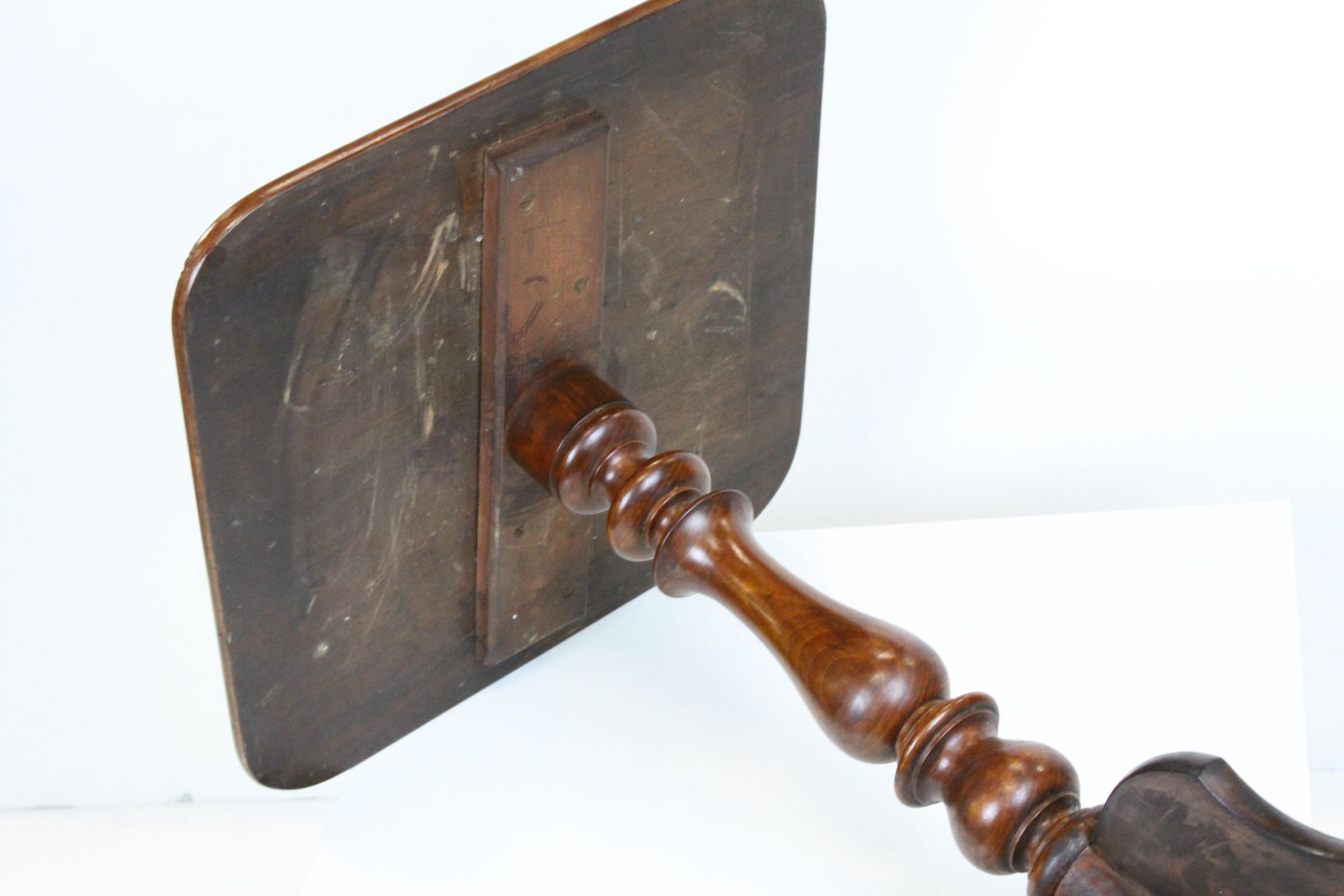 19th century Mahogany Pedestal Lamp Table with square top, 47cms wide x 70cms high - Image 9 of 9