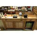 Large Pine Kitchen Dresser Base comprising Long Drawer and a Short Drawer above Cupboard and a