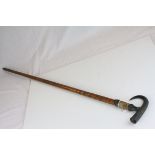 Late 19th / Early 20th century Alpine Mountaineering Walking Stick with Chamois Antler Handle and