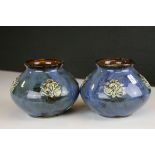 Pair of 1893 Royal Doulton bulbous vases, initialled on base