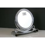 Art Deco White Metal Framed Hanging Swivel Double Sided Circular Mirror, 24cms high