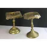 Two Victorian brass kettle stands