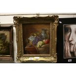 19th century Oil Painting on Canvas ' Still Life ', the gilt framed with plaque ' H M Page 1878 '