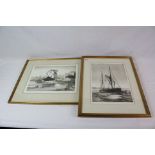 Aidan Kirkpatrick (born 1932) Two Signed Black and White Etchings, ' Venture at Pin Mill ' limited