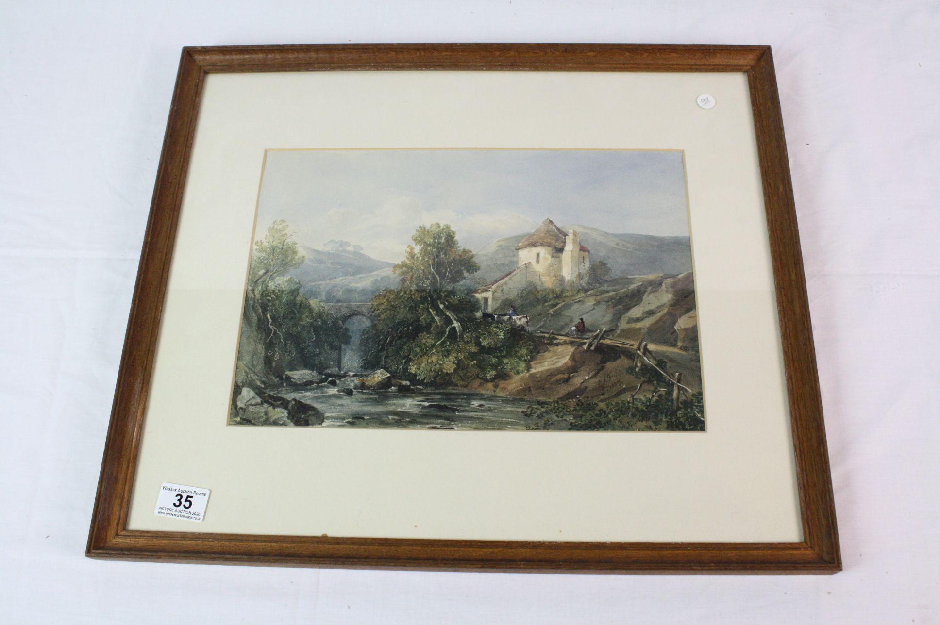 George Arthur Fripp (1813-1896) Dinas Bridge, Vale of Neath, South Wales, Watercolour, Signed and