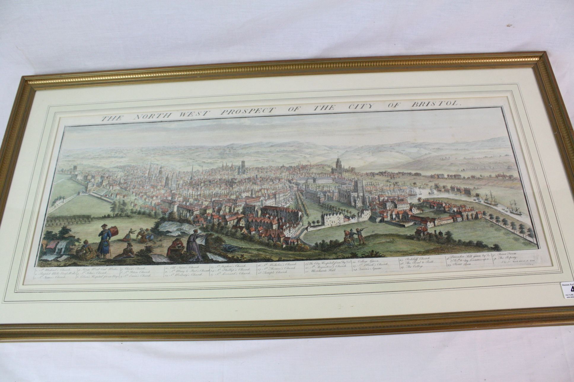 After Samuel and Nathaniel Buck The N.W. Prospect of the City of Bristol, 1754, Engraving, approx 31 - Image 2 of 4