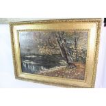 G. Smith? Autumn River Landscape, Oil on canvas, Signed illegibly lower right and dated '84,