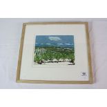 Miranda Halsby R.B.A (contemporary) Vinyards and Windy Sky, limited edition lithograph, signed