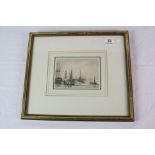 Samuel Atkins (1760-1810) 'Harbour scene', Pen and wash, Signed lower left, approx 12 x 16.5cm,