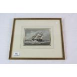 Samuel Atkins (1760-1810) Tall ship in a choppy sea, Monochrome wash, Signed lower right, approx