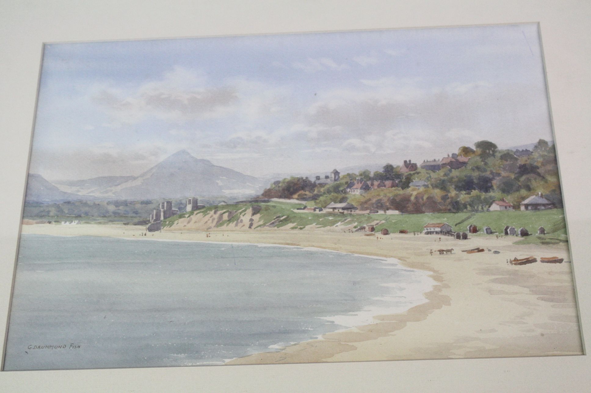 George Drummond Fish (1876-1938) Coastal scene with mountains, Watercolour, Signed 27 x 39cm, - Image 2 of 4