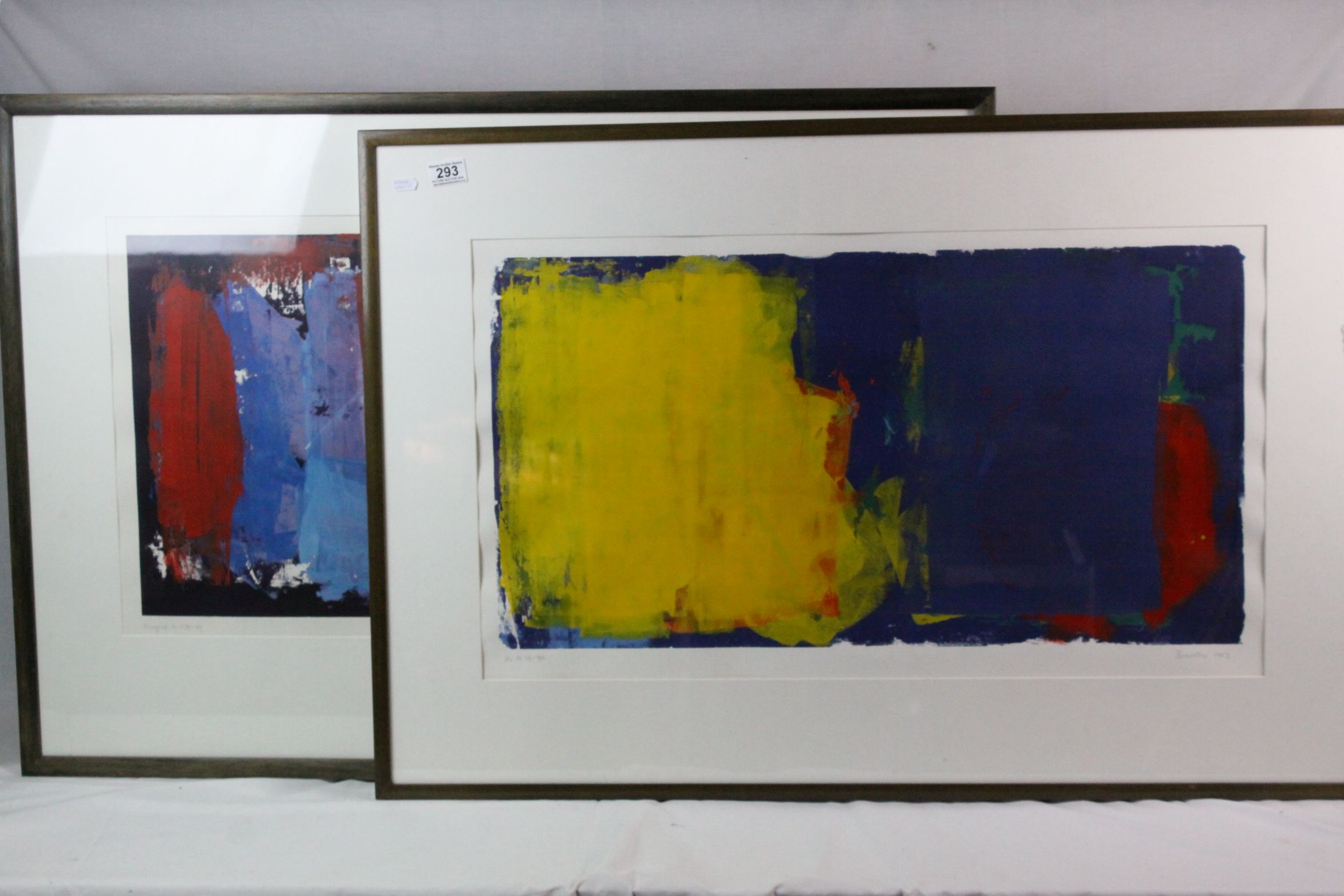 Martin Brewster (20th century) Red and blue abstract, print, signed and dated 1989 lower right,