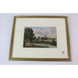 19th Century English School, River landscape with a church in the distance, Watercolour, approx 17.5