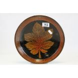 Poole Pottery Aegean Shallow Dish / Bowl decorated with a leaf, 27cms diameter